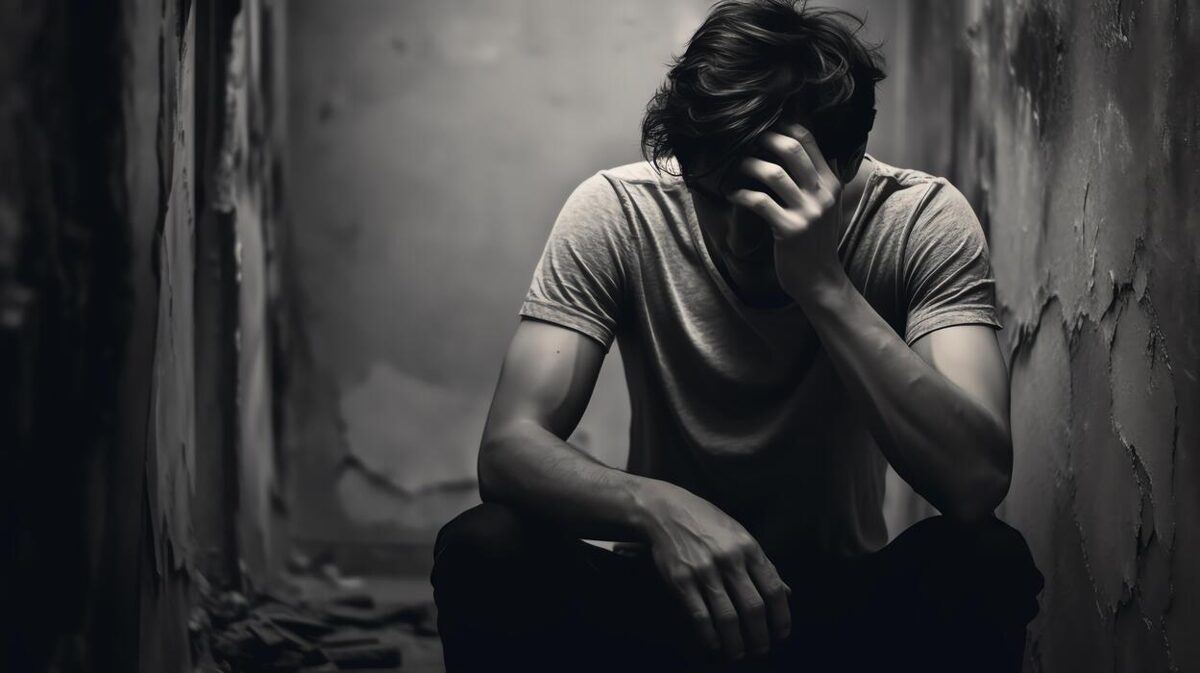 a-black-and-white-of-a-man-sitting-in-a-dark-hallway-holding-his-head-in-his-hands-he-is-wearing-a-t-shirt-and-jeans-the-hallway-is-dark-and-grungy-free-photo.jpg